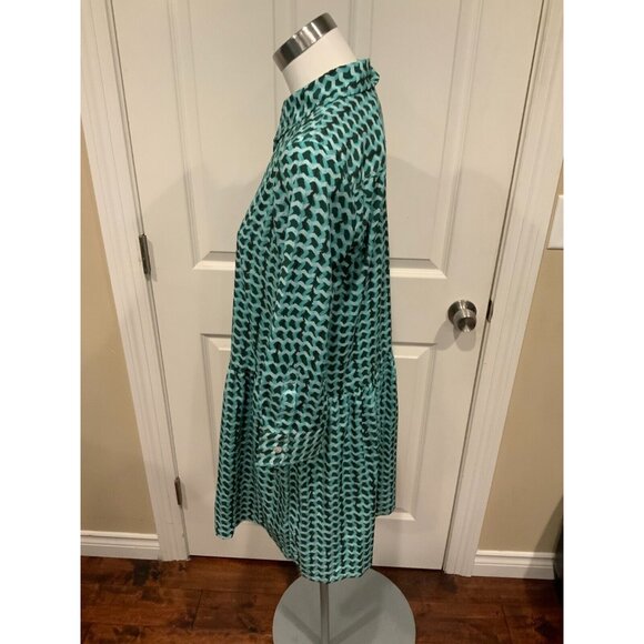 Tuckernuck Green White Wavy Striped Geometric Hayes Dress, Size Small - Picture 5 of 7